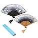 Produktbild 2 Stück Japanischer Handfächer mit Geschenkbox Hand Fans Bambus Fans mit Quaste Folding Fans Frauen Ausgehöhlten Bambus Hand Halten Fans für Wanddekoration, Geschenke (Beige & Schwarz)