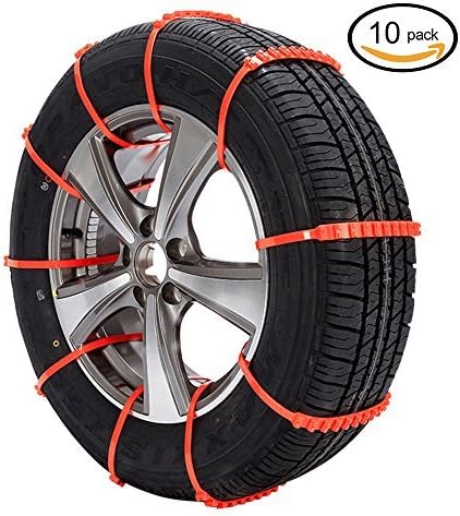 MZQLight Emergency Traction Aid Anti-slip Chain Vehicle Snow Chains Ice &amp; Snow Traction Cleats Car Belting Straps (10 Pcs)