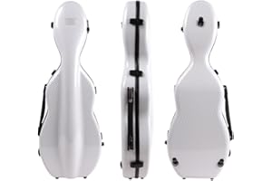 WUQIMUSC Custodia per violino 4/4 full size in fibra di carbonio composita custodia rigida manico resistente cinghie posteriori morbida imbottitura (bianco), CASE-22
