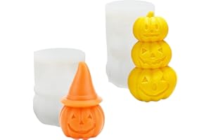 JODSEN 2 Pcs Halloween Candle Moulds,3D Pumpkin Shaped Halloween Silicone Resin Molds,Reusable DIY Silicone Moulds Casting Kit for Candle Making,Craft Thanksgiving Resin Epoxy Mold for Home Decor