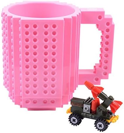 Building Blocks Mug-FUBARBAR DIY Funny Creative Build-on Brick Mug 12oz Coffee Mug Tea Milk Drinking Cup - Pink