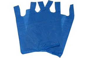 Sterling bargains Large Carrier Bags 11 x 17 x 21 - Plastic Carrier Bags Heavy Duty Blue Vest Carrier Bags - Eco Friendly Recycled Strong Plastic Bags 21 Micron