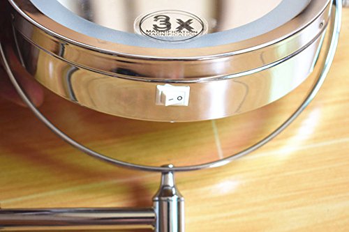 7″ LED Kosmetikspiegel 3fach+Nomal Doppelseitiger Beleuchtet Schminkspiegel zweiseitig Wandspiegel - 6