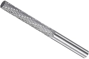 CoCud Tungsten Carbide Rotary Burrs File, 5mm Shank 5mm Dia, Double Cut Cylinder Shape Rotary Burrs Tool - (Applications: for Metal Carving)