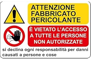 SOCIAL CRAZY NEW CARTELLO SEGNALETICO - ATTENZIONE FABBRICATO PERICOLANTE - Adesivo Extra Resistente, Pannello in Forex, Pannello In Alluminio (PANNELLO IN FOREX 30X42 cm)