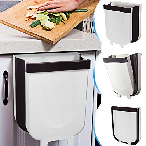 DUTISON Kitchen Poubelle Pliable Wall Mounted pour Voiture Bureau à Domicile 9L (Blanc)