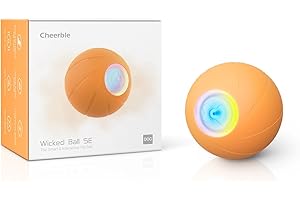 Cheerble Pelota interactiva para perros, pelota de juguete para perros, juguete automovible con 3 modos interactivos, bola autorodante para perros, interactiva con luces LED, naranja