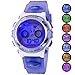 Produktbild Kinder-Armbanduhr für Kinder, Jungen, Mädchen, LED, multifunktional, Sport, Outdoor, digitales Kleid, wasserdicht, Wecker, Violett
