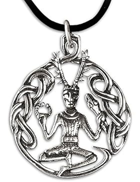 Anhänger Cernunnos Keltischer Gott 925er Silber Schmuck mit Lederhalsband Schmucksäckchen und Karte 301