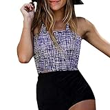 MRURIC☀ Bikini Damen Set Frauen hohe Taille Bikinis Bademode Badeanzug weibliche Retro Beachwear sexy Badebekleidung Strandkleidung Beachwear Schwimmbekleidung Badeshorts Bikinihose