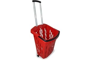 GERSO - Carrello della spesa 40 litri diversi colori cestino della spesa con ruote rosso
