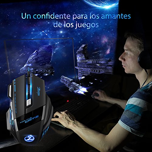  Versi  n Actualizada  TOPELEK Rat  n Gaming con Cable Profesional USB 5500 DPI con 5 Colores Ajustable RGB y 7 Bot  n Compatible con Windows 7  8  10  XP  Vista  ME  2000 y Mac OS