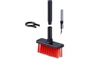 Erthree Cleaning Soft Brush Keyboard Cleaner 5-in-1 Multi-Function Computer Cleaning Tools Kit Corner Gap Duster Keycap Puller Remover Multi Brush (Black+Red)