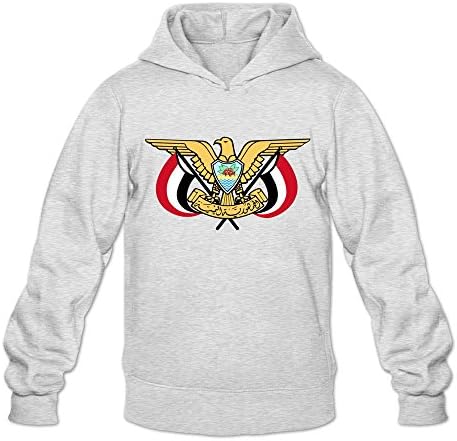 Emblem Of Yemen Fun 100% Cotton Long Sleeve Hoodies For Mens - Yellow -