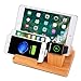 Price comparison product image For Ipad Phone Watch Charging Station Diadia 4 In 1 USB Charging Creative Wood Porous Socket LED Adaptive Fast Car Charger Bracket for Apple Watch, iPhone, iPad and iPod