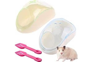 SDFAA 2 Piezas Baño para Hámster, Recipiente Plástico para Baño de Arena, Recipiente de Plástico para Bañera para Mascotas, Baño para Mascotas Hámster Baño de Plástico con Pala, para Hámster (Azul + Verde)