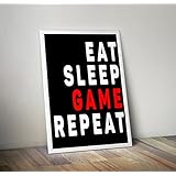 Essen Sie Schlaf, Spiel, Gamer drucken A4 8,3 x 11,7 Zoll