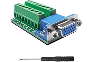 iYueMps Adaptateur DB15 Femelle Connecteur VGA 15 Broches Breakout Terminal Adaptateur 3 Rangées D-SUB sans Soudure Connecteur avec Tampon Isolant