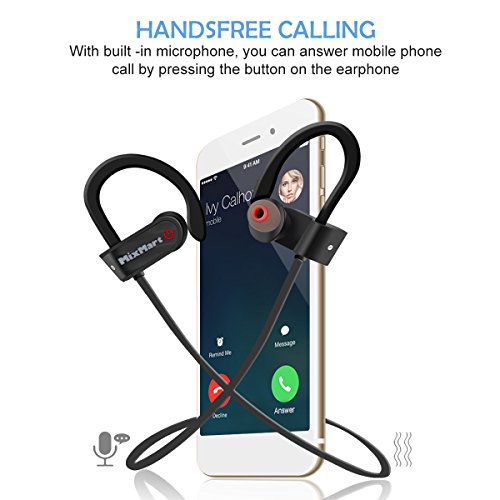 Auricular MixMart Aud  fono Bluetooth 4 1 Deportivo cascos inal  mbricos bluetooth para Gimnasio Correr Taxi oficina Manos Libre Est  reo Dise  o Cancelaci  n de Ruido Anti-Sudor y Anti-Agua de 4 Grados Compatible con iPhone iPod iPad Android PS4 Windows