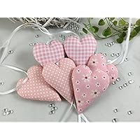 6 Stoffherzen rosa, Dekoherzen, Give-away