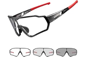 ROCKBROS Gafas de Ciclismo Fotocromáticas, Gafas de Sol Deportivas Transparentes Montura TR90 y Protección UV para Bicicleta MTB Running Deportes para Hombre Mujer