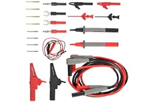 EYOURLIFE Câble de Test Multimètre- 24 en 1 Électrique Câble Multimètre Pinces Crocodile de Test Ressort Sonde Grabber Fiche Banane pour Tension Voltmètre pour Testeur Circuit Tension