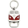 BRISA VW Collection - Volkswagen Keychain Ring Keychain Accessory Keyholder with Bottle Opener in T1 Bus Campervan Design (Red)