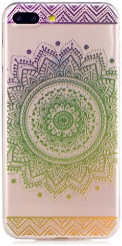 MUTOUREN iPhone 7 Plus TPU case cover Excellent feel Non-slip extream thin Durable Silicone Case Scratch Resistant Beautiful Datura Flowers Drawing-Green Mandala