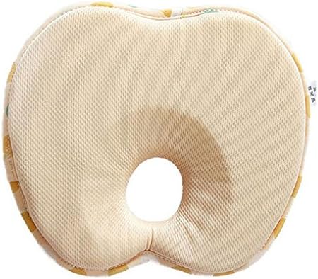 Amazemarket Anti-flat Soft Newborn Baby Head Shaping Support Infant Protector Pillow Syndrome Stereotypes Memory Foam Sleeping Organic Breathable Hypoallergenic Cotton (No original package apple Khaki)