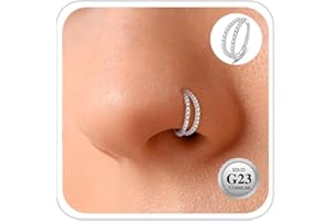 ESHIONER Nasenpiercing G23 Titan Hypoallergen Nasenring Silber Gold Septum Piercing Helix CZ 18G 16G Clicker Ring Nostril Tragus Conch Piercing Ring Nase Daith Rook Piercing Schmuck 6MM/8MM/10MM/12MM