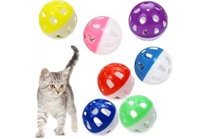 VOVIGGOL 12 Uds 4CM Pelota de Juguete para Gatos con Campana, Juguete para Mascotas Juguete Interactivo para Gatos para Gatitos Jingle Balls Pounce Chase (Color Aleatorio)