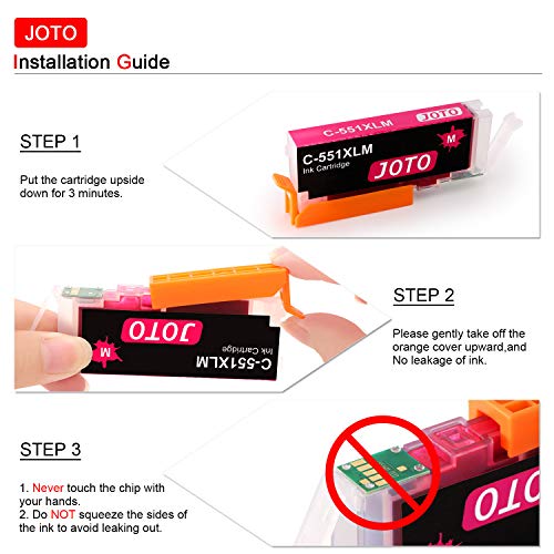 JOTO PGI-550XL CLI-551XL Cartuchos de tinta Reemplazo para Canon PGI-550XL CLI-551XL PGI-550 CLI-551  1PGBK  1BK  1C  1M  1Y  Alta Capacidad Compatible con Canon Pixma MG5450 MG5550 MG5650 MG6450 MG6350 MG6650 MX925 MX725 MX725 IP7250