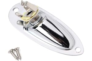 SUPVOX Presa Jack Per Chitarra Elettrica 1/4" 6,35mm, Uscita Standard Con Piastra E Viti, Acciaio E Rame Cromato, Argento