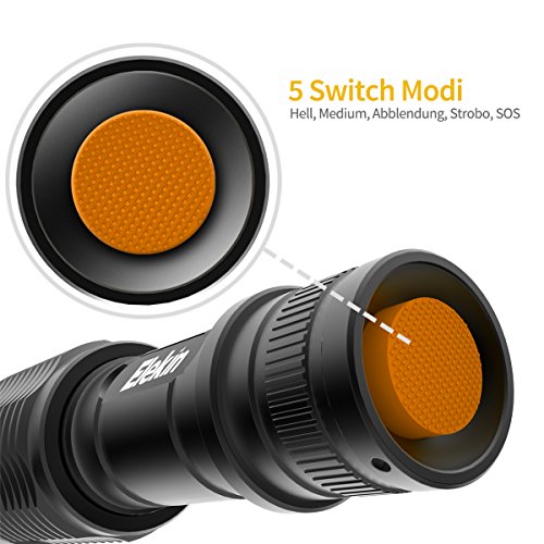 Elekin Taschenlampe Blendung CREE XML T6 Wasserdichte Teleskopfokus, 5-Gang-Modus und 360 Fahrradhalterung - 4
