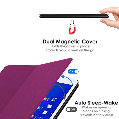 Forefront Cases® Neue Leder Hülle / Tasche / Case / Cover für Sony Xperia Z4 Tablet-PC (25,6 cm 10,1 zoll) SGP771 (Juni 2015) – Rundum-Geräteschutz und intelligente Auto-Sleep-Wake-Funktion mit 3-JAHRES-GARANTIE VON FOREFRONT CASES – inkl. Eingabestift und Displayschutz - 6