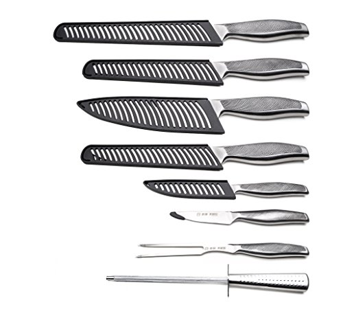 8-teiliges Ross Henery Professional Edelstahl-Messerset im japanischen Stil mit Schutzhüllen und Nylon-Tragtasche - 3