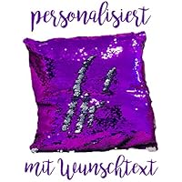 Pailletten Kissen personalisiert mit Namen, Spruch oder Text / Namenskissen mit Wendepailletten