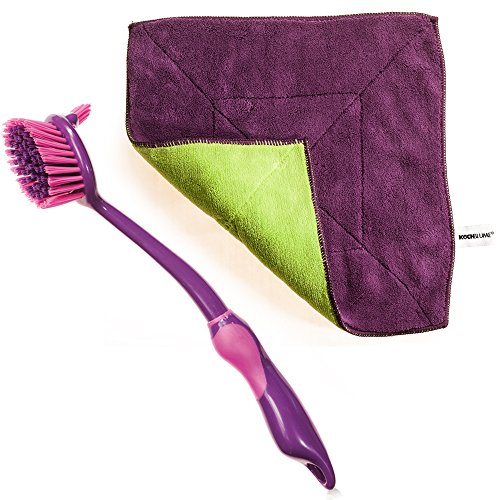 Preisvergleich Produktbild Kochblume Microfasertuch + Spülbürste 31 cm (Lila)