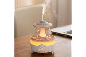 FINEFIZZ Rain Cloud Humidifier, Raindrop Humidifier with 7 Colors LED Changing Lamp, Waterfall Lamp with Water Drop Sound, Cloud Rain Aromatherapy Essential Oil Diffuser for Home Bedroom Office