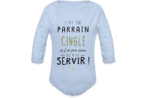 Spreadshirt J'Ai Un Parrain Cinglé Humour Famille Body Bébé Bio Manches Longues