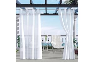 ‎CLOTHINK Clothink Outdoor Vorhang Wetterfest Mit Ösen Transparent Rostfrei mit Ösen für Terrasse Garten Balkon Familienhaushalte einfache Montage farbecht haltbar(132x215cm, 1Stück,Weiß)