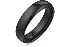 Bling Jewelry Anello Di Base Della Banda Nuziale Di Titanio Di 2-8Mm Placcato Oro Rosa Nero Semplice Della Coppia Della Cupola Classica Per Gli Uomini Le Donne Misura Di Comodità