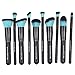 Nestling® 10Pcs Wood Makeup Brushes Kit Professional Cosmetic Make Up Set with Black Bag, Burlywood