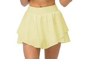 Machbaby Damen Sportrock Atmungsaktiv Dehnbaren lockerer Laufrock Sommer Outdoor Minirock mit Tasche & Innenhose