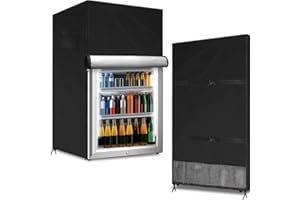 YUETTYY 210D Oxford Outdoor-Kühlschrankabdeckung, strapazierfähig, wasserdicht, aufrecht, zum Schutz von aufrechten Gefrierschränken/Getränkekühlschränken (56 x 58 x 86 cm, schwarz)