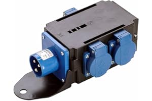 as - Schwabe MIXO Stromverteiler WESER – 230 V / 16 A CEE-Stecker auf 3 x Schuko-Steckdose – IP44 zertifiziert – Robustes Wohnmobil Zubehör mit Schutzklappe – Made in Germany – Schwarz I 60498