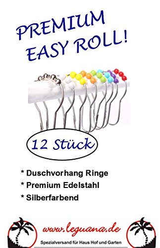 12 Stück Duschringe Duschvorhangringe – Aufhängeringe ‚Premium Easy Roll‘ aus Edelstahl - 4