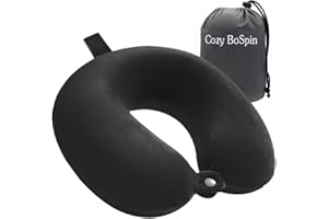 Cozy BoSpin Reisekissen- Perfektes Memory Foam Nackenkissen Stützkissen，kompakt und leicht, schnell gepackt,Schlafrestkissen (Schwarz)