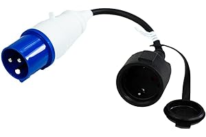 PAYMALI Adattatore CEE 230 V/16 A, adattatore di corrente maschio con presa Schuko IP44