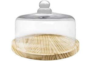 PALUPLUS Campana in Vetro con Base in Legno, Misura 27x22cm, Teca in Vetro Trasparente, Espositore per dolci e oggetti, composizioni floreali, oggetto decorativo per la tua casa -7991M